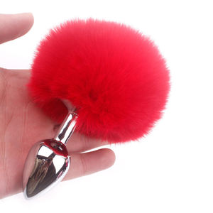 Анальная пробка-хвостик кролика из металла для косплея, короткий меховой хвост, анальный стимулятор - Product Image 5