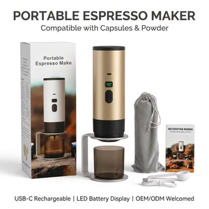 <span class=keywords><strong>Cafetera</strong></span> Espresso Portátil 3 en 1 Kingze, <span class=keywords><strong>Cafetera</strong></span> Eléctrica de Viaje de Alta Presión de 15 Bares para Cápsulas y Café Molido - Product Image 1