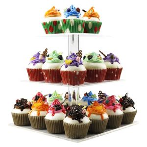 Penjualan teratas 3 4 tingkat akrilik roti makanan penutup pajangan kasus berdiri - Product Image 2