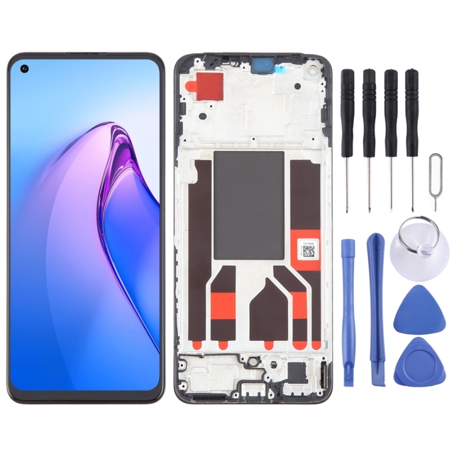 Original AMOLED LCD Screen for OPPO Reno8 4G/5G with Frame Touch Digitizer Full Assembly Phone Display Replacement