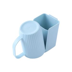 Adhesive Wall Mounted <b>Toothbrush</b> <b>Holder</b> Set With Cup And Toothpaste Storage For Bathroom - Product Image 5