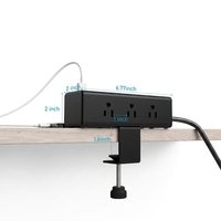 Multiprise de bureau à fixation plate avec ports USB-C PD 20W à charge rapide, en alliage d'aluminium, pour montage sur bord de table, prise blanche