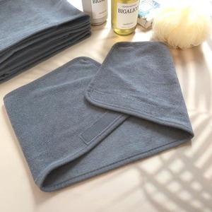 Turban carré en polyester et polyamide tricoté, couleur unie, séchage rapide, léger, ultra-doux, pour usage domestique, gris - Product Image 5