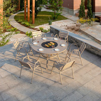 Ensemble de table à manger d'extérieur en fonte d'aluminium Meubles de barbecue Table à manger d'extérieur avec barbecue