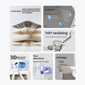 Ergonomic Computer Office Boss Gaming <strong>Study</strong> Reclining <strong>Chair</strong> with Armrest Modern Minimalism Design Mesh Backrest - Product Image 4