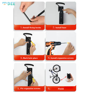 SeeMore Support de rangement mural pour vélo en acier Cintres verticaux peu encombrants pouvant contenir jusqu'à 66lb - Product Image 6