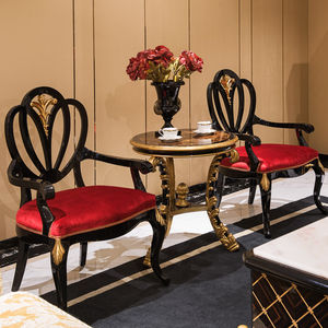 Fauteuil en bois au design sculpté de style français haut de gamme/fauteuil à dossier en velours <span class=keywords><strong>rouge</strong></span> - Product Image 5