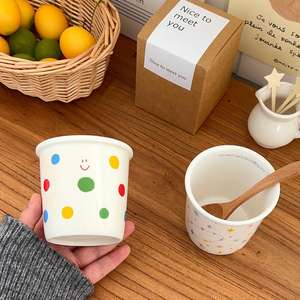 Tazón de cerámica alto <span class=keywords><strong>y</strong></span> cremoso contemporáneo, diseño mate de dibujos animados para Postres, yogur <span class=keywords><strong>y</strong></span> helado, jarrón de mesa versátil - Product Image 3