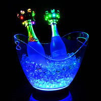 4L 5L 8L Baril de bière Seau à glace en plastique Seau refroidisseur à LED Seau à vin RVB multicolore changeant pour fête/maison/bar/KTV Clubs