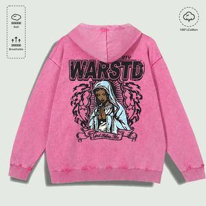 Sudadera con Capucha 100% Algodón Lavado con Estampado Gráfico de Figura Orando, Varios Colores - Product Image 5