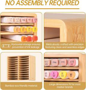 22 отделения «все в одном», органайзер для маркеров, Бамбуковая ручка, держатель для 176 маркеров - Product Image 6