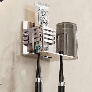 Support mural rectangulaire pour brosses à dents sans perçage, en acier inoxydable 304, avec ventouse, étagère de rangement pour salle de bain - Product Image 2