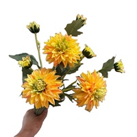 Fleurs artificielles Dahlia et Pivoine à 3 têtes, toucher réel, faites à la main, pour centres de table de mariage