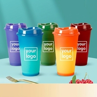 Gobelet à café réutilisable en plastique sans BPA avec paille, idéal pour les fêtes, les promotions, les cadeaux, le bureau, le café, les jus et l'extérieur