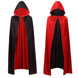 Halloween <strong>Black</strong> and Red Polyester Unisex Hood <strong>Cloak</strong> with Reversible Masquerade Cape Costume for Adults - Product Image 1
