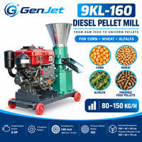 Moulin à granulés diesel numérique professionnel neuf 9KL-150, 8 CV, haute capacité, en acier inoxydable, robuste, pour l'alimentation commerciale des bovins et des porcs