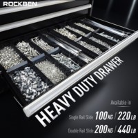 Armoire à outils en métal pour atelier ROCKBEN, coffre à outils en acier robuste, chariot de rangement, ensemble de boîtes organisatrices, équipement d'atelier