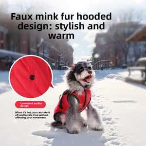 Cappotto Invernale per Cani con Cappuccio e <span class=keywords><strong>Fodera</strong></span> in Pile, Giacca Calda Antivento e Impermeabile Imbottita in Cotone per Animali Domestici - Product Image 2