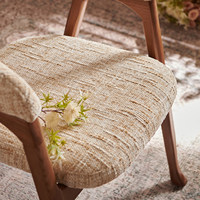 Chaise de salle à manger en bois massif de style français, design simple et moderne, fauteuil en forme de fer à cheval avec revêtement en coton et lin pour la maison ou l'hôtel