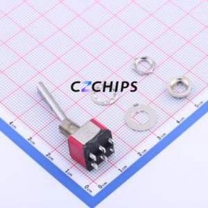 7208P1YZQI Toggle Switch Through hole Component (THT) Switch Double Pole Double Throw 120V 28V Cylindrical Knob - Product Image 2