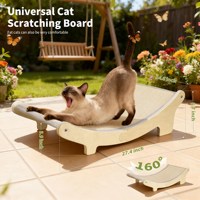Rampe à gratter pour chat en bois courbé de luxe, sisal naturel, inclinaison multi-angles, lime à griffes, mobilier écologique pour chats