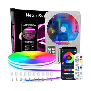 Luz LED de Neón Flexible RGB con Cambio de Color, Control Inteligente por WiFi a través de Aplicación, 12V/24V, RGBIC Direccionable, PVC, IP65, 5m, Cortable - Product Image 1