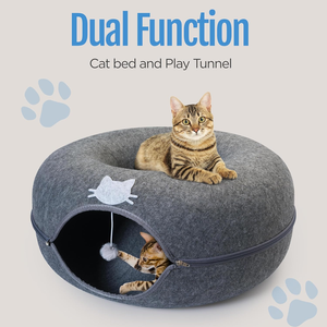 Meow <span class=keywords><strong>Mansion</strong></span> Large Cat Cave Donut Bed - Cat Tunnel Bed para gatos grandes de hasta 30 libras - Product Image 5