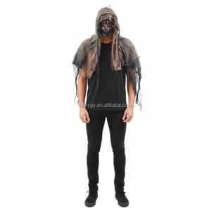 หน้ากากคลุมศีรษะแบบเต็มหัวลายหัวกะโหลกสีม่วง-ดำ สำหรับงานปาร์ตี้ฮาโลวีน ผ้าไหมคลุมหน้าสยองขวัญ อุปกรณ์ประกอบฉากกลางคืน-พลาสติก - Product Image 4