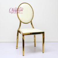 Chaises de banquet ovales en métal doré brillant électroplaqué, confortables, pour hôtels, restaurants et événements - Vente en gros usine