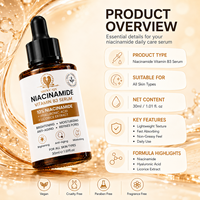 Vente en gros OEM ODM Soin du visage hydratant, éclaircissant, anti-âge, anti-rides, resserrant les pores, à la niacinamide, sans cruauté, végétalien, enrichi en vitamines
