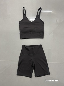 Phụ Nữ Của Độn Thể Thao Crop Top Yoga Vest Hình Chữ U Áo Ngực Dây Đeo Cup Với Quần Short Cho Tập Thể Dục Chạy Hoạt Động In Phòng Tập Thể Dục Spandex - Product Image 3