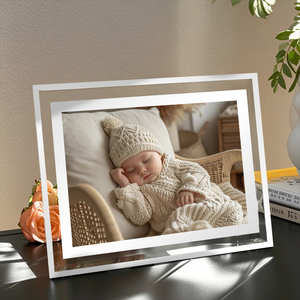 Cadre <span class=keywords><strong>photo</strong></span> en <span class=keywords><strong>verre</strong></span> cristal argenté 4x6 pouces avec impression sérigraphique pour bureau - Offre spéciale - Product Image 2