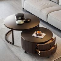 Table basse extensible moderne en marbre et verre avec rangement pour petits appartements