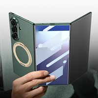 Étui de téléphone ultra fin en PC et cuir PU givré Z TriFold avec porte-cartes pour Z TriFold