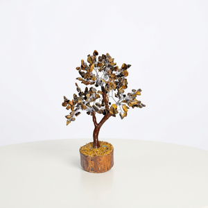 Sculpture artisanale en œil de tigre, thème Amour, avec 300 perles en forme de feuilles, base en bois, décoration d'intérieur, artisanat Feng Shui - Product Image 4