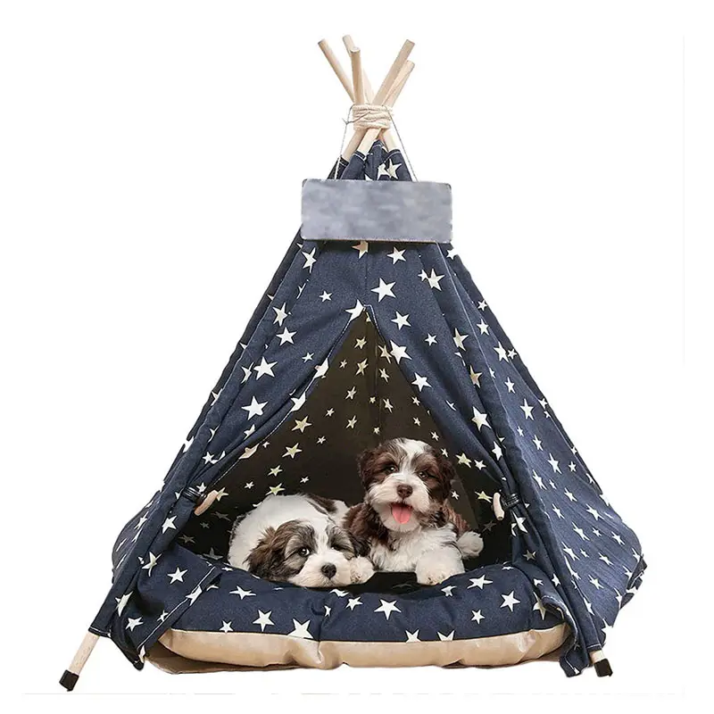 도매 foldable 야외 통기성 휴대용 내구성 고양이 개 침대 애완 동물 teepee 텐트 집