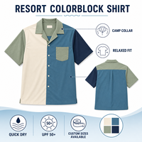 Chemise de bain à séchage rapide, color block, protection UV UPF 50+, unisexe, extensible dans quatre directions, résistante aux plis, col camp, pour piscine, plage, restaurant, OEM