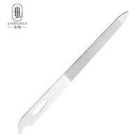 Limes à ongles professionnelles Longhui en acier inoxydable double face, fines, durables, à pointe incurvée, pour manucure et pédicure
