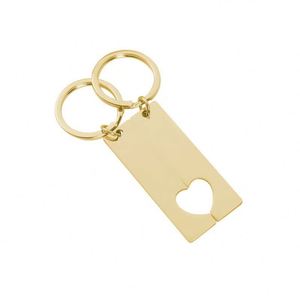 Hot Sale Custom Stainless Steel <b>Mirror</b> Polished <b>Rectangular</b> Half Heart-shaped Modern Heart Theme Couple's Keychain Decoration - Product Image 4