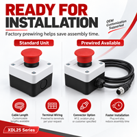 Boîtier de bouton d'arrêt d'urgence industriel 10A 1NO 1NC, station de commande d'arrêt d'urgence champignon 220V IP54 pour machines XDL25-BE164