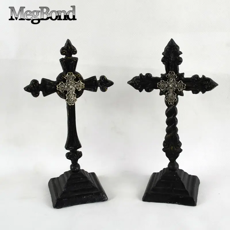 Dökme demir metal malzeme dini çapraz heykeli ev dekor için