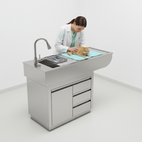 Table de toilettage pour animaux réglable avec structure en acier inoxydable pour usage vétérinaire et en salon de beauté pour animaux