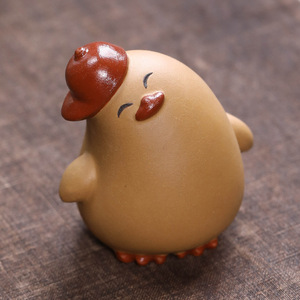 Adorno de Pato de Cerámica Yixing Zisha para Mesa de Té, Accesorio Creativo Redondo para Mesa de Té, Pato Amarillo y Blanco con Cabeza Inclinada - Product Image 4