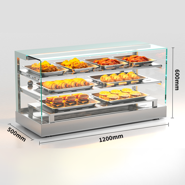 Commercial Electric Stainless Steel Tempered Glass Heating and Temperature-Controlled Display Cabinet