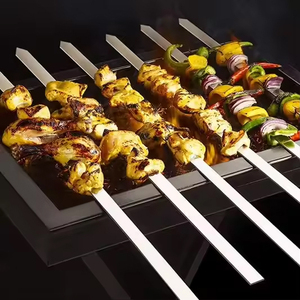 Bộ Xiên Nướng BBQ Bằng Thép Không Gỉ Xiên Kim Loại Dẹt 14 Inch Để Nướng - Product Image 6
