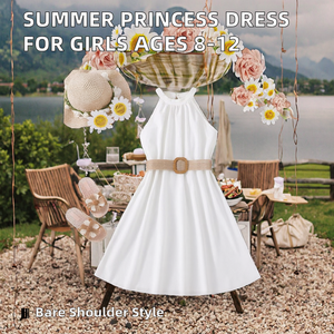 Vestidos de Tafetán de Verano para Niñas, Diseño Vintage, Estilo Princesa, Hasta la Rodilla, ODM, para Niñas de 8 a 12 Años - Product Image 3