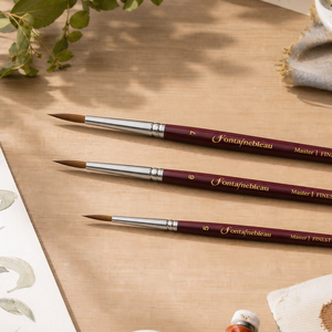 Juego de 3 pinceles profesionales de pelo Kolinsky Sable, redondos, con mango de madera y logotipo personalizado, para pintura de acuarela y arte. - Product Image 2