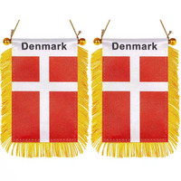 Drapeau suspendu pour fenêtre du Chili, mini-drapeaux de voiture, bannières décoratives pour rétroviseur avec ventouse et bannière à franges dorées