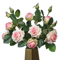 Rose en latex réaliste de haute qualité PPS à 3 têtes, rose en latex réaliste moderne pour la décoration de la maison, de la table de mariage