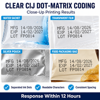 Imprimante CIJ industrielle pour le codage de la date de fabrication et de la date d'expiration des sachets, films flexibles et sachets alimentaires